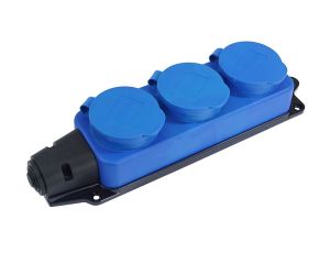 Listwa /rozgałęźnik/ do przedłużacza 3-gniazda z/u gumowe IP44 niebieska AEI602233-L-B