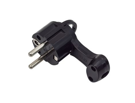 Wtyczka kątowa ultra płaska z uchwytem 16A z/u czarna AEI-WKP-B
