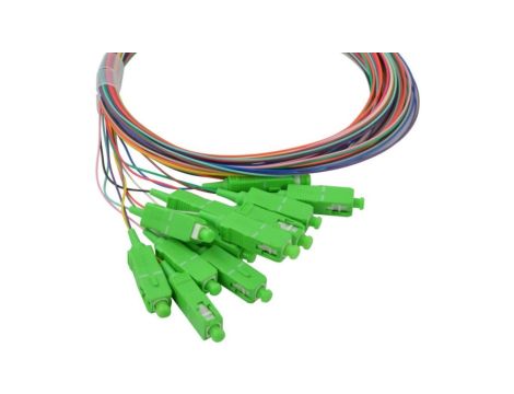 Pigtail światłowodowy FO SM SC/APC 9/125 Easy Strip 3m Zestaw 12 sztuk kolorowe