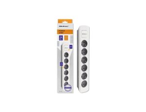 Qoltec Listwa zasilająca 6 gniazd 1.8m Biało-szara