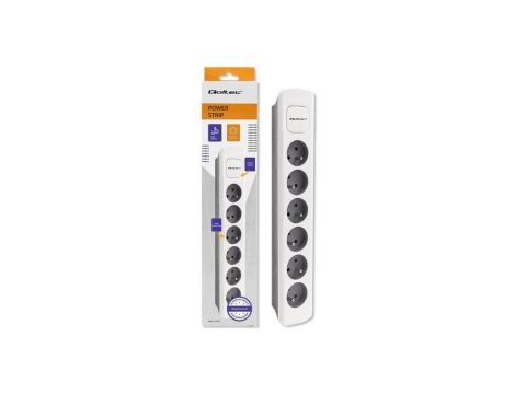 Qoltec Listwa zasilająca 6 gniazd 1.8m Biało-szara