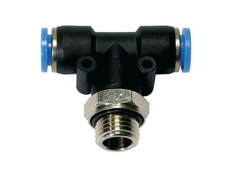 Trójnik pneumatyczny wtykowy typu T G 1/4 GZ do węża fi 10 mm, tworzywo sztuczne