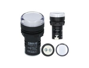 Lampka kontrolna sterownicza biała LED fi:22 12V