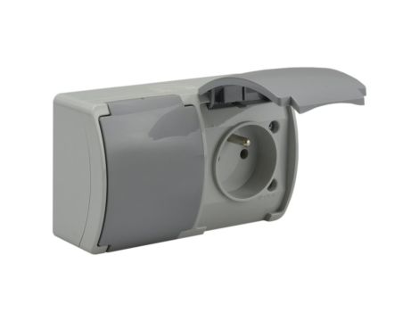 Gniazdo hermetyczne podwójne 2x 2P+Z natynkowe IP44 szare Koala 162-08 61.384