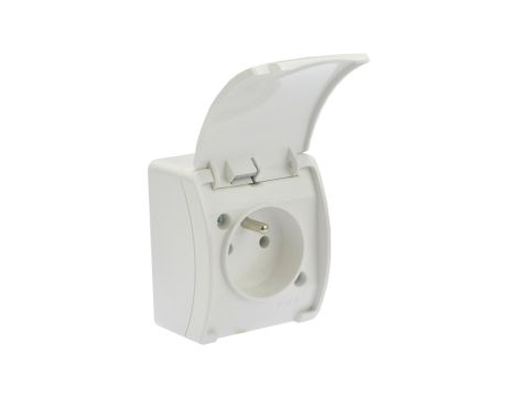 Gniazdo hermetyczne pojedyncze 2P+Z natynkowe IP44 białe Koala 161-01 61.371
