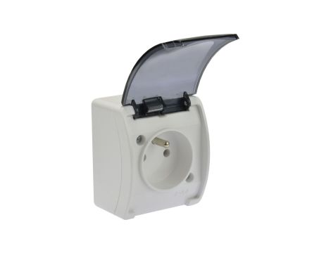 Gniazdo hermetyczne pojedyncze 2P+Z natynkowe IP44 białe / przezroczyste Koala 161-51 61.376