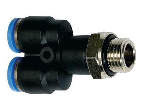 Trójnik pneumatyczny wtykowy typu Y, G 1/8 GZ do węża fi 6 mm, tworzywo sztuczne
