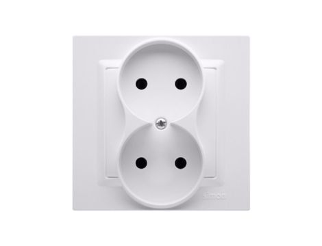 Simon 10 Gniazdo podwójne b/u MONOBLOCK 16A, 250V białe CG2/11