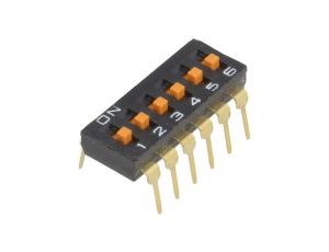 Przełącznik DIP-SWITCH Ilość sekcji 6 ON-OFF 0,025A/24VDC A6T-6104