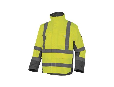 Kurtka ostrzegawcza przeciwdeszczowa 4 w 1 z poliestru oxford powlekanego poliuretanem - klasa 3 - odpinana kurtka z tkaniny sof