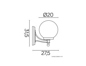 Kinkiet zewnętrzny Kule Classic K 3012/1/K 200 OP, E27 max 60W, kolor czarny, klosz biały 0438621