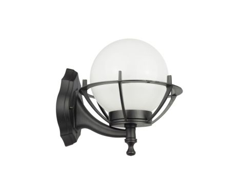 Kinkiet zewnętrzny Kule z koszykiem 200 K 3012/1/KPO OP, E27 max 60W, kolor czarny, klosz biały 0438621