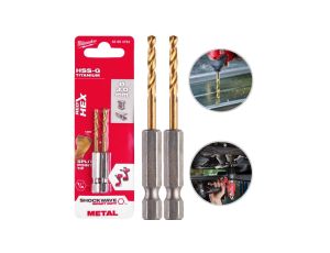 Wiertła do metalu HSS-G TiN walcowane 3mm Zestaw 2szt RED HEX SHOCKWAVE MILWAUKEE