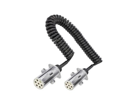 Przewód spiralny QLY-s kabel do naczepy zakończony metalowymi wtykami 7-pin typu S 24V 4,5m