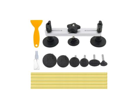 Zestaw do usuwania wgnieceń karoserii 14el ( mostek + adaptery + szpachelka + butelka + klej na ciepło ) KraftiDele