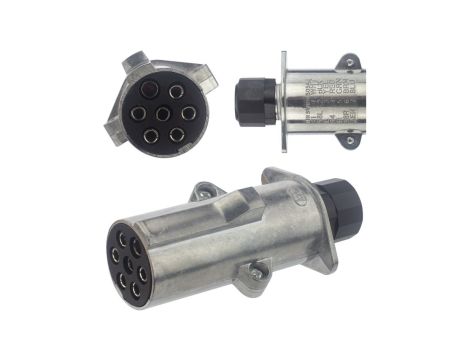 Wtyczka naczepowa typu N (czarna) 7-pin 24V metalowa na kabel