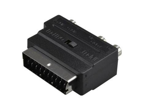 Przejście Adapter EURO SCART (wtyk 21-pin) / 3x RCA Cinch (gniazdo) + S-Video (gniazdo)