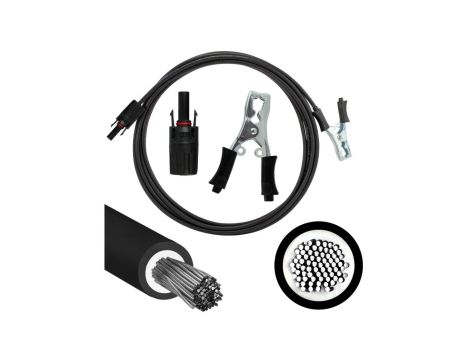Kabel solarny przyłączeniowy 4mm2 złącze typu Krokodyl 40A / gniazdo typu MC4 czarny 1m