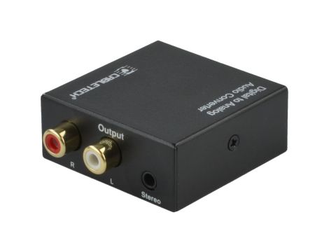 Konwerter Audio cyfrowo-analogowy RCA Cinch / TOSLINK - 2x RCA Cinch / mini Jack 3,5mm aktywny czarny