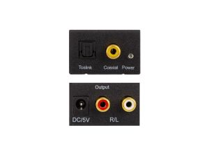 Konwerter Audio cyfrowo-analogowy RCA Cinch / TOSLINK - 2x RCA Cinch aktywny (gniazdo DC 5V 2A) czarny