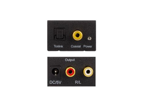 Konwerter Audio cyfrowo-analogowy RCA Cinch / TOSLINK - 2x RCA Cinch aktywny (gniazdo DC 5V 2A) czarny