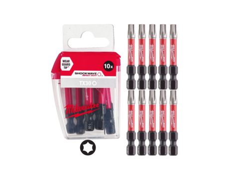 Bity udarowe do wkrętarki TORX TX30 50mm 1/4 SHOCKWAVE 10szt MILWAUKEE