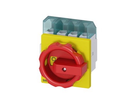 Rozłącznik główny/awaryjny 3P+N 25A 9.5kW AC23A 400V montaż tablicowy pokrętło żółto-czerwone 4 otwory 3LD2103-1TL53