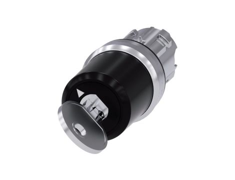 Przełącznik z kluczem Siemens 22mm okrągły metal błyszczący nr zamka SSG10 2 poz. O-I monost. kąt zał. 90st. 3SU1050-5BF11-0AA0