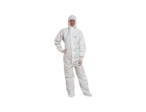 Kombinezon z kapturem Deltatek 5000 biały rozmiar XL DT117XG