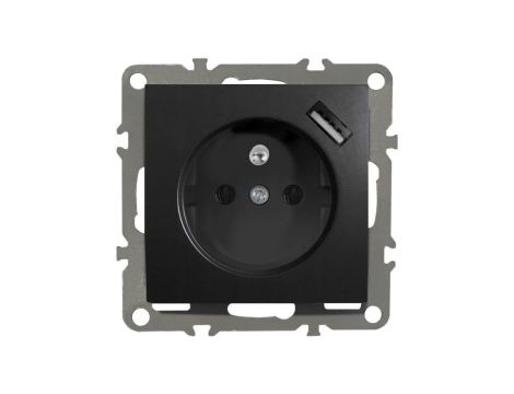 QUADRA Gniazdo z/u +USB czarne matowe