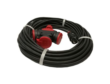 Przedłużacz budowlany jednofazowy elCORD 16A 230V IP44 5m H07RN-F 3G1,5 z wtyczką uni-schuko i potrójnym gniazdem 32125050