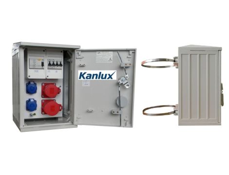 Rozdzielnica budowlana na słup (2X2P+Z, 1X16A/5P, 1X32A/5P) KANLUX RB26x40-K40-00112W-S0_KANLUX