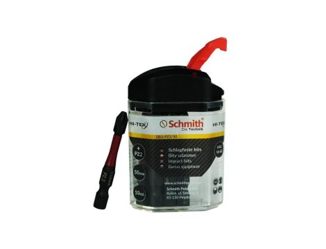 Bity udarowe PZ2 50mm 10szt zestaw BIT krzyżowy - Schmith