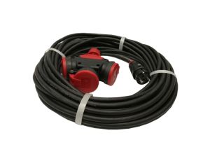 Przedłużacz budowlany jednofazowy elCORD 16A 230V IP44 15m H07RN-F 3G1,5 z wtyczką uni-schuko i potrójnym gniazdem 32125150