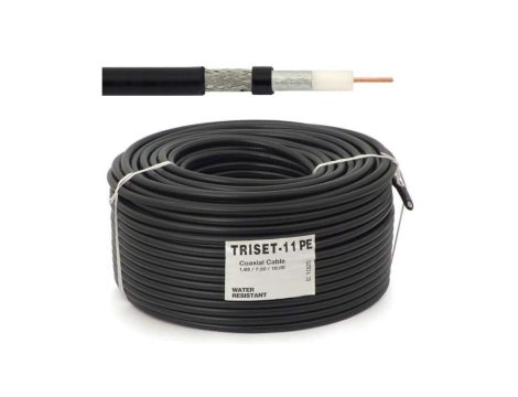 Przewód koncentryczny żelowany 75ohm TRISET-11 PE 1,63/7,2/10,2 Cu Triset /300m/