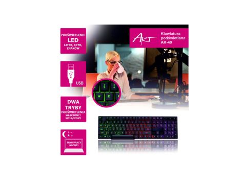 KLAWIATURA PODŚWIETLANA AK-49 USB
