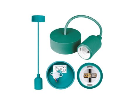 Lampa wisząca zwis sufitowy E27 silikonowa turkusowa