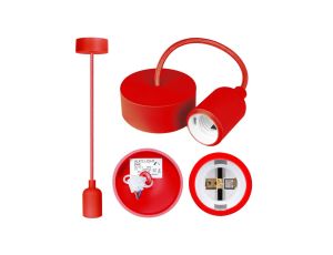 Lampa wisząca zwis sufitowy E27 silikonowa czerwona