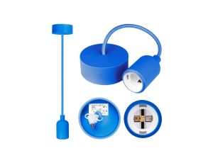 Lampa wisząca zwis sufitowy E27 silikonowa niebieska