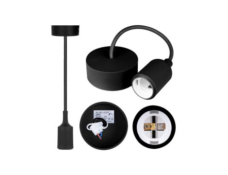 Lampa wisząca zwis sufitowy E27 silikonowa czarna