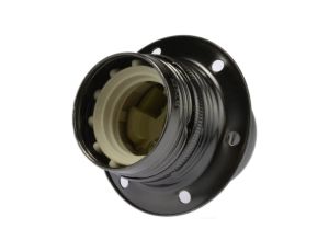 Oprawka żarówki E27 z kołnierzem czarny chrom