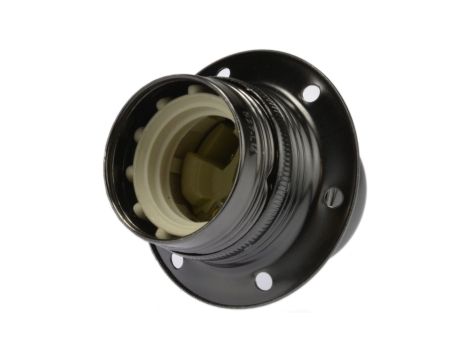 Oprawka żarówki E27 z kołnierzem czarny chrom