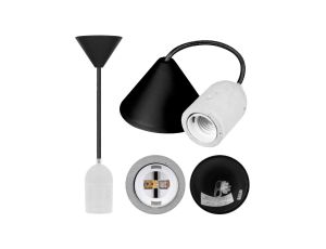 Lampa wisząca zwis sufitowy E27 betonowa czarna