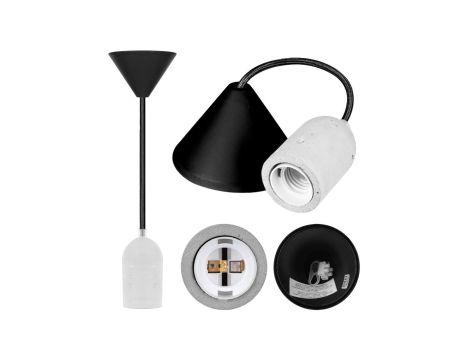 Lampa wisząca zwis sufitowy E27 betonowa czarna