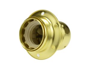 Oprawka żarówki E27 z kołnierzem mosiądz