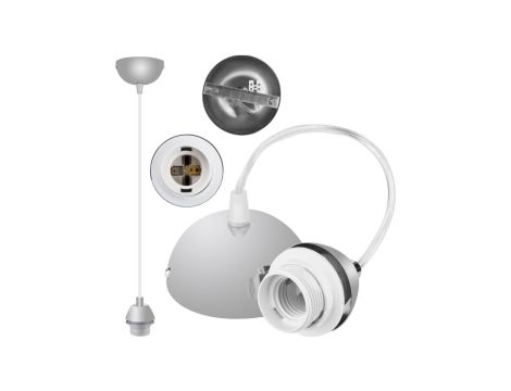 Lampa wisząca zwis sufitowy E27 chromowana pod klosz (bez linki)