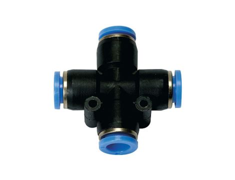 Czwórnik pneumatyczny wtykowy do węża fi 8 mm, tworzywo sztuczne