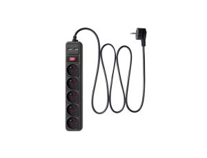 Listwa przeciwprzepięciowa Akyga AK-SP-05U 5 gniazd CEE 7/5 (Typ E) 2x USB-A 1.8 m