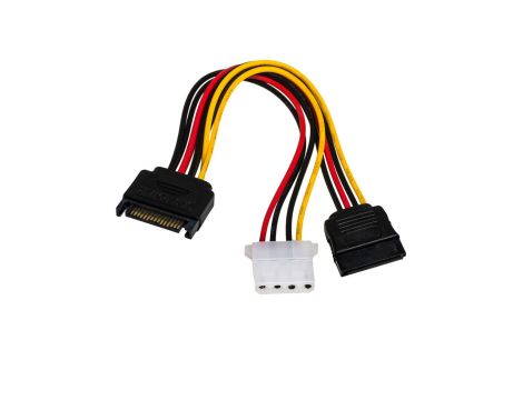 Adapter z kablem AK-CA-32 SATA (m) / Molex (f) / SATA (f) 2x 15cm AK-CA-32