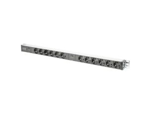 Listwa zasilająca PDU Rack 12x gniazdo schuko 2x 2m wtyk unischuko 16A zab. przeciążeniowe DN-95405